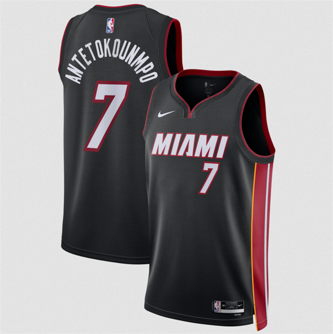 Men's Miami Heat #7 Giannis Antetokounmpo Black 2026 Icon Edition Swingman Stitched Basketball Jersey